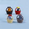 4Pieces Funny Basket Cats Miniature Figurine Plastic Decorative Ornaments Living Space Accent Gift for Kitten Lover