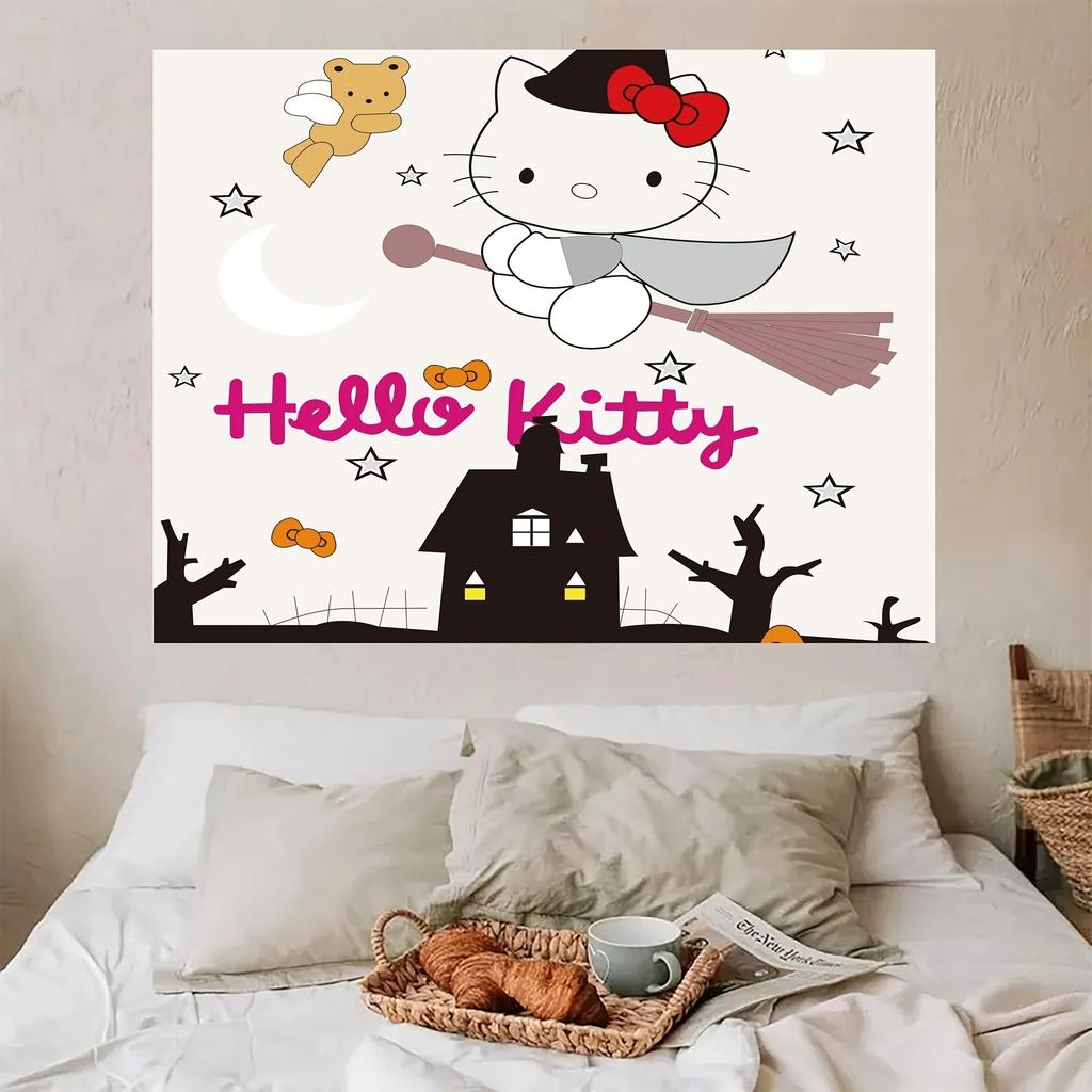 Sanrio Hello Kitty leopard print heartshaped bow print tapestry elegant background party banner fabric cute room decoration