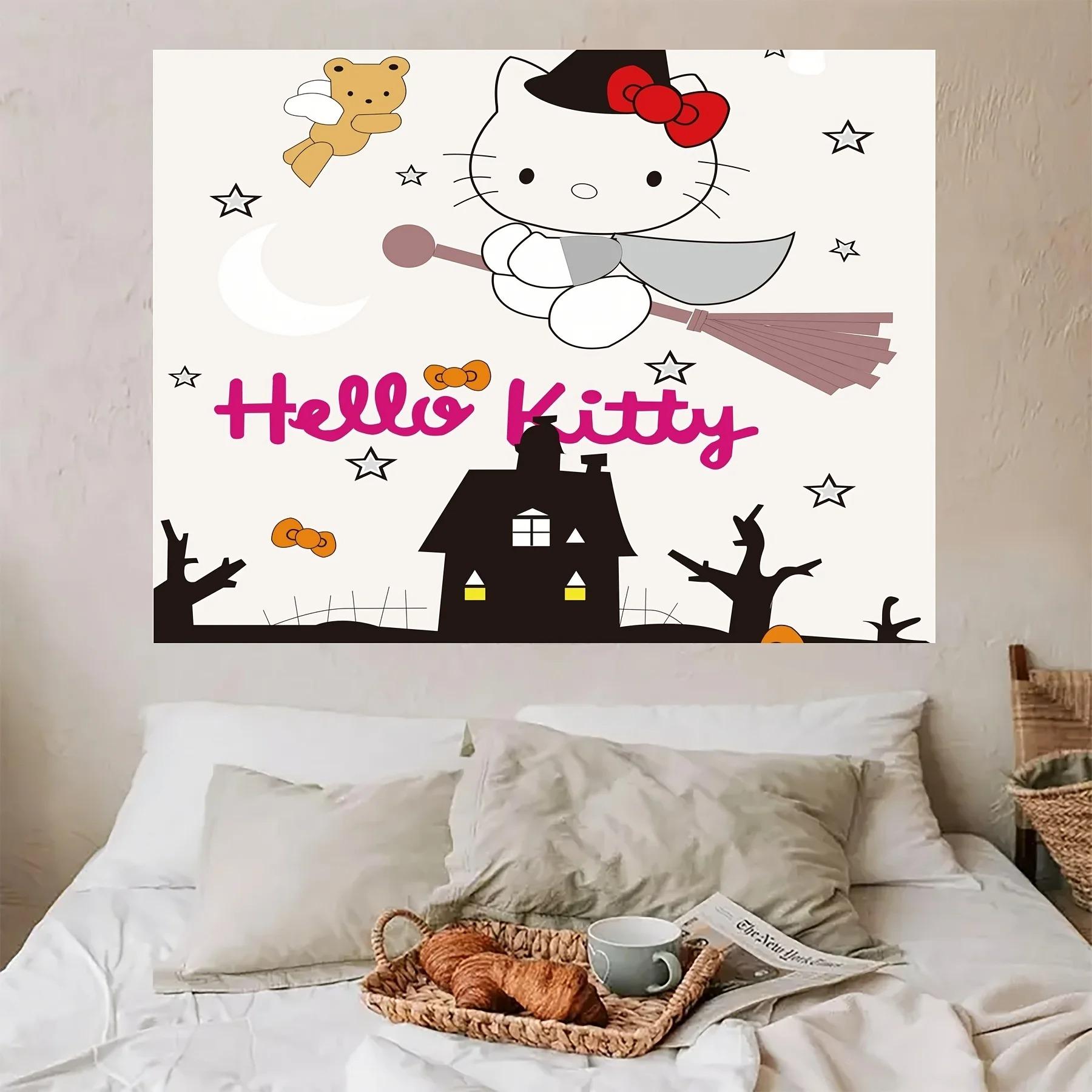 

Sanrio Hello Kitty leopard print heartshaped bow print tapestry elegant background party banner fabric cute room decoration 74x94cm(29x37in)
