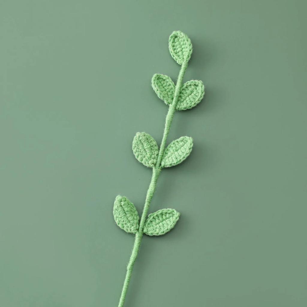 1pc Crochet Leaves Knitted Eucalyptus Leaves Handmade Knitting Plant Artificial Plant for Flower Vase Home Decor