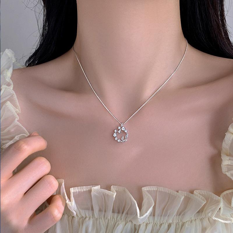 S925 Sterling Silver Lucky Garland Wheat Necklace Temperamental Minority Design Female Clavicle Chain
