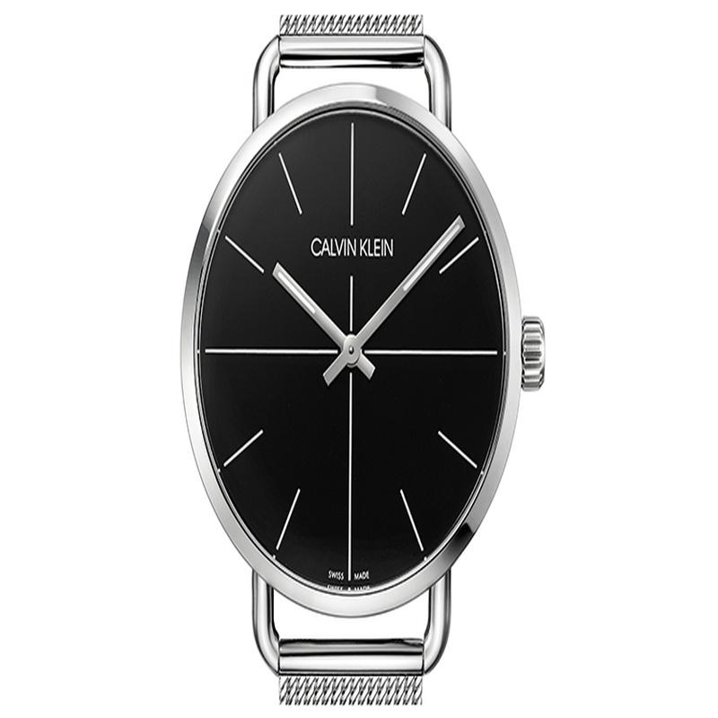 CALVIN KLEIN / Transcendence Series Watch Quartz Movement Stainless Steel Strap 42mm Bla Dial Men's Watch Beige Bla Plate Silver Strap K7B21121