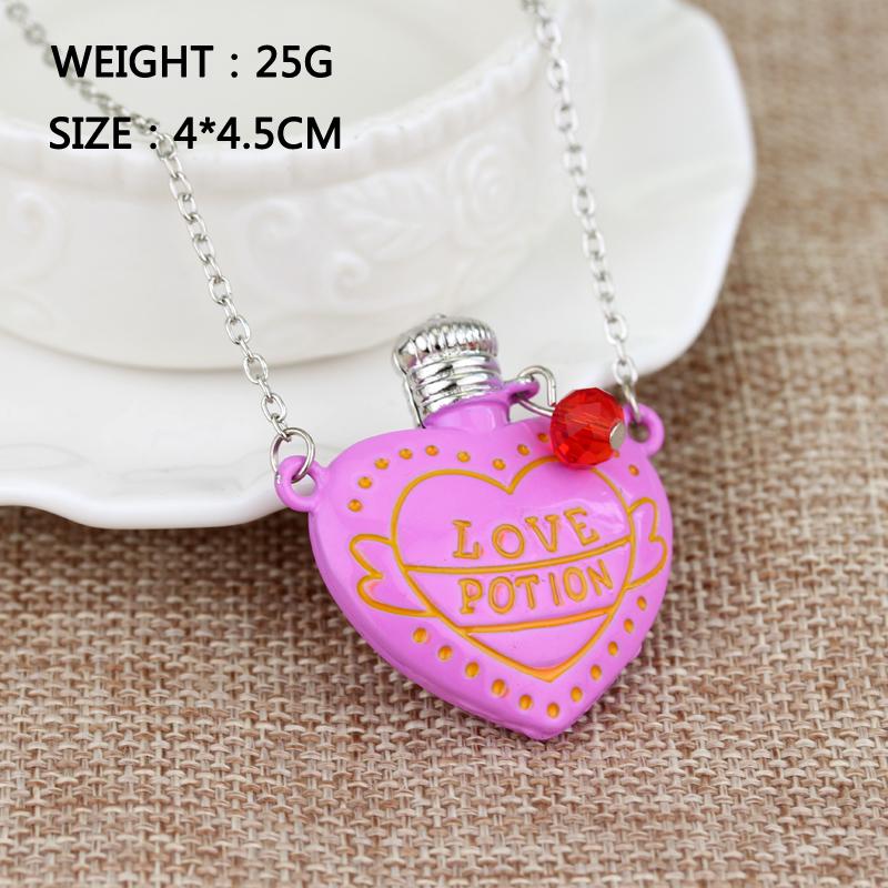 Love Potion Heart Bottle Pendant Necklace Chain for Lover's Jewelry Accessories