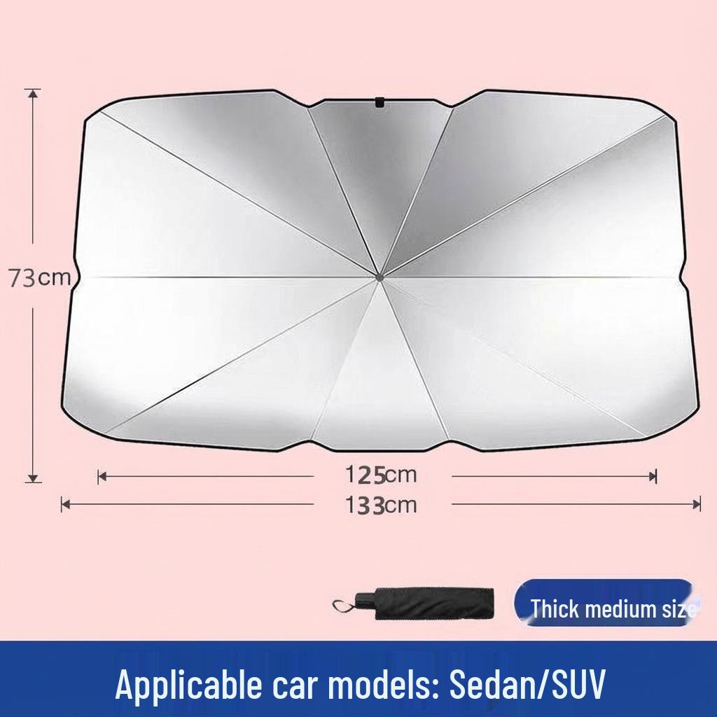 Customizable Titanium Silver Car Sun Shade with Openable Front Windshield Protection