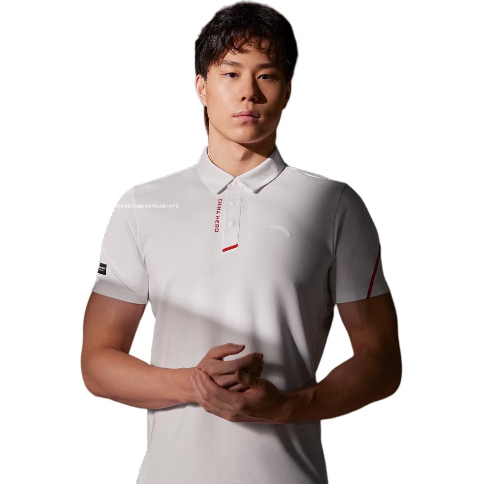 Anta Trainingsserie Colorblock Atmungsaktiv Bequem Sport-Poloshirt Herren Oberteile Reinweiß 152427133-1