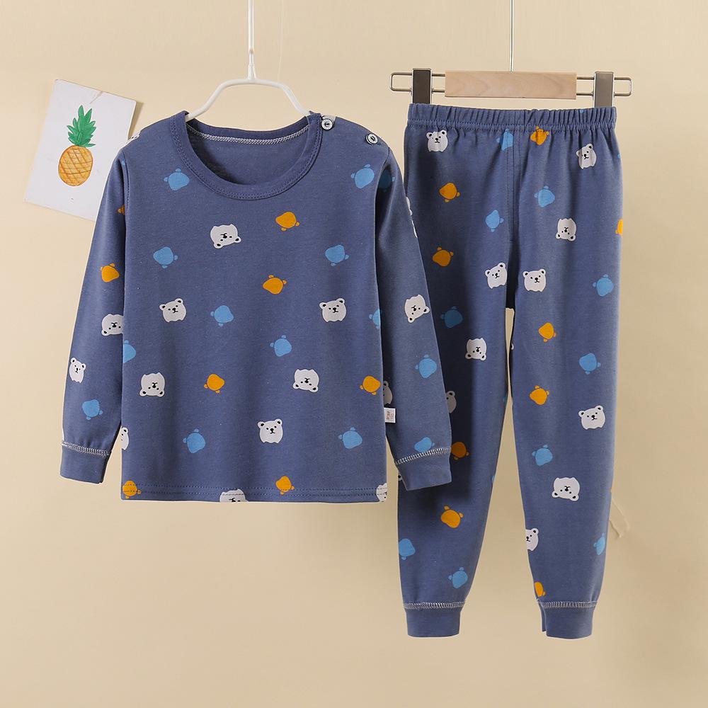 Children's Pure Cotton Pajama Set: Boys' and Girls' Autumn Homewear with Trousers