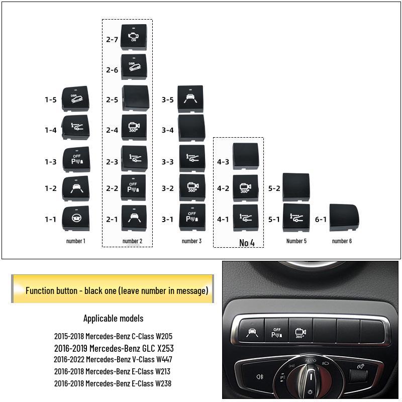 

Совместимая кнопка главного водителя и вспомогательная кнопка для Mercedes-Benz C-класса, E-класса, GLC, W205 Радар