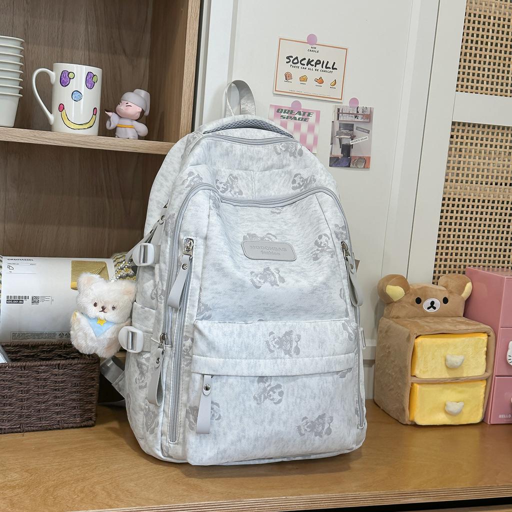 Schoolbag new large-capacity bear backpack middle school student schoolbag women's ins high-value fashion casual lightweight backpack