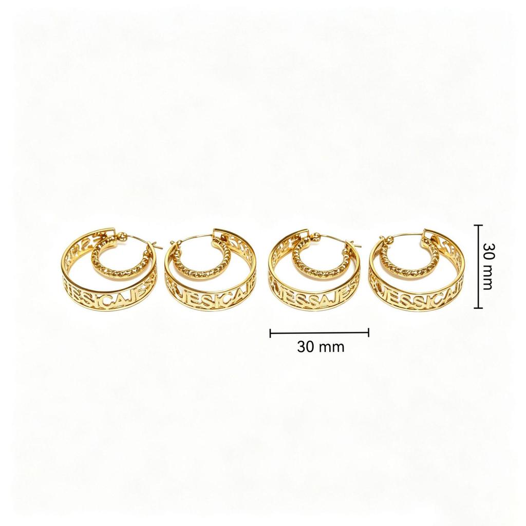 Best-Selling English Hollow Gold Hoop Earrings: Luxurious, Noble, Simple, High-Grade Stainless Steel