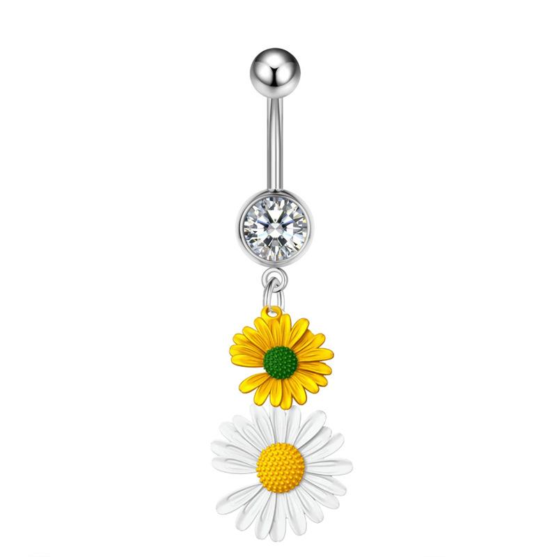 Cute Sweet Dangle Belly Button Rings Crystal Butterfly Heart Navel Ring Stainless Steel Body Piercing Jewelry