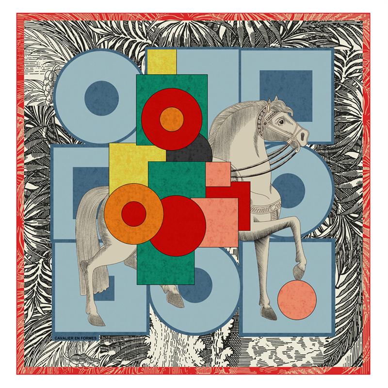 90Cm Classic Checkered Horse  Square Scarf Women Twill Silk Scarf Shawl Hijab Luxury Bandana Foulard Neckerchief Head Scarf