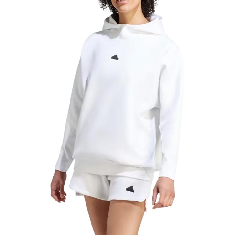 adidas Z.N.E. Series Logo Patch Sports Pullover Hoodie Women Hoodies White IN5125