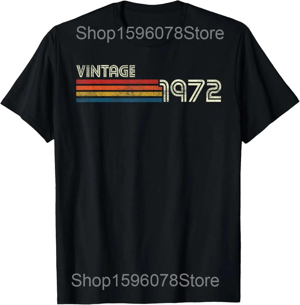 Awesome Since 1972 52nd Birthday Retro Graphic T Shirts Men Cotton Humor Streetwear Tee Shirt Short Sleeve Unisex Loose Clothing