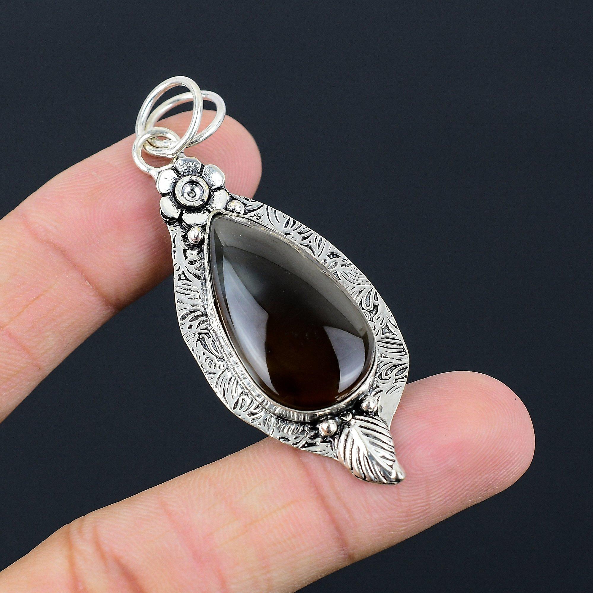 Daughters Day Sale Sterling Silver Natural Montana Agate Trendy Pendant Jewelry