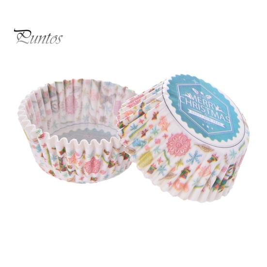 Snowflake Pattern Cupcake Cups 100PCS Christmas Liners, Food Grade Greaseproof Baking Cups, Festive Holiday Paper Molds Patterns Print Round Trays for