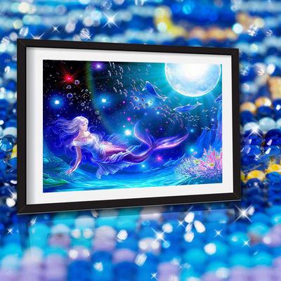 Diy Diamant Malerei Traum Spiegel Mond Die Kleine Meerjungfrau Diamant Stickerei Kreuz Stich Strass
