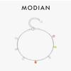 Rainbow Colorful Zircon Bracelet 925 Sterling Silver Fashion Delicate Link Chain Bracelet For Women Girls Fine Jewelry