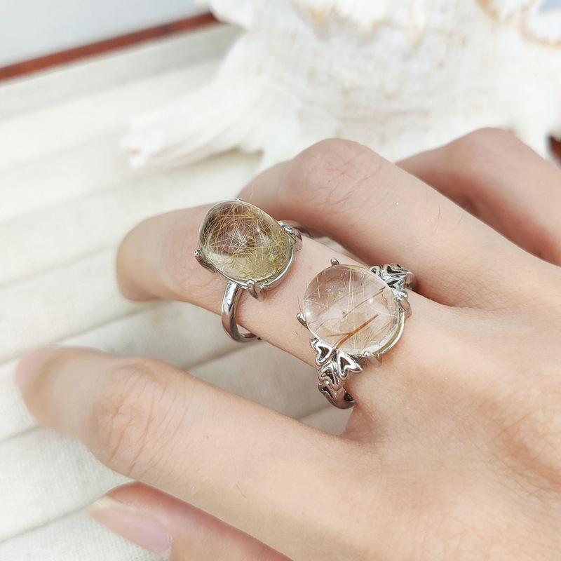 Adjustable Natural Crystal Tiger Eye Ring in Coffee Color