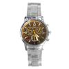 Fashion Men Round Sub-dials Decor Alloy Band Analog Quartz Wrist Watch Gift