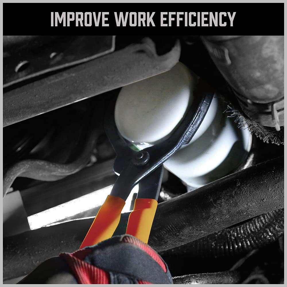 HORUSDY 12" Adjustable Oil Filter Pliers, 20° Angled Jaw Heavy-Duty Oil Filter Wrench, High Carbon Steel Removal Tool With Non-Slip Handles, Fits