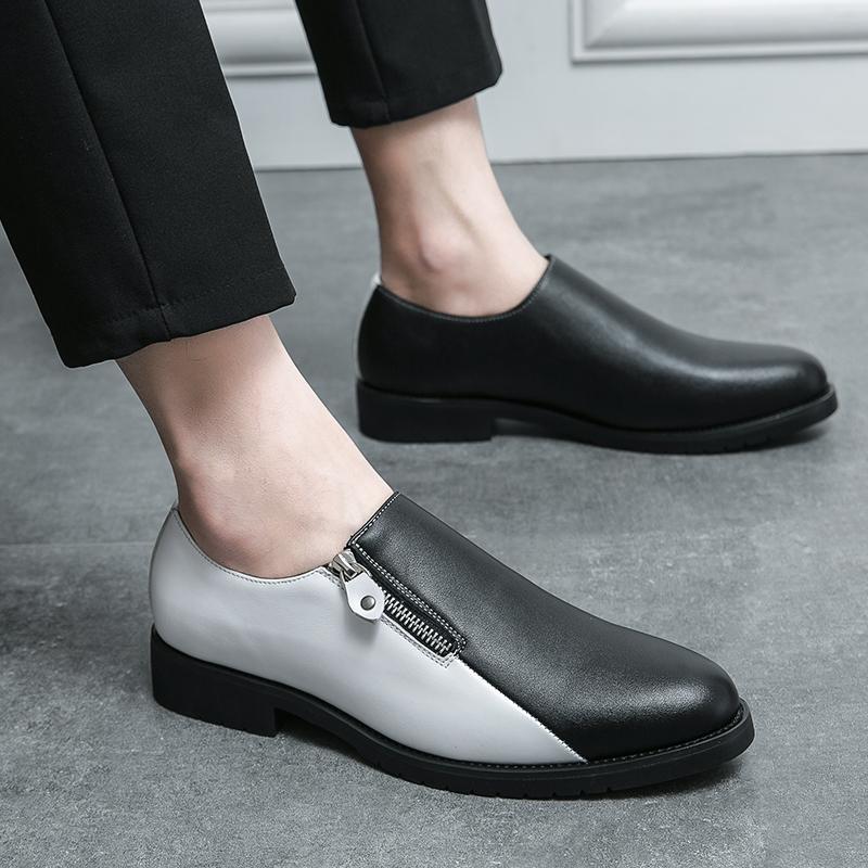 Fashion Brand Men's Leather Casual Shoes High-end Hot Selling Banquet Dress Shoes Office Business Dress Shoes Simple Black