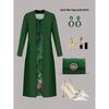 Large Size Women's Elegant Suit Solid Color Long-sleeved Cardigan Jacket Hip-wrapped Sleeveless Retro Dress Hot-selling Two-piece Set