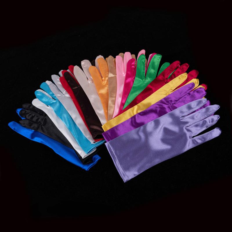 23cm 38cm 55cm Women Imitation Satin Silk Smooth Solid High Elasticity Stage Performance Dinner Etiquette Multicolor Gloves