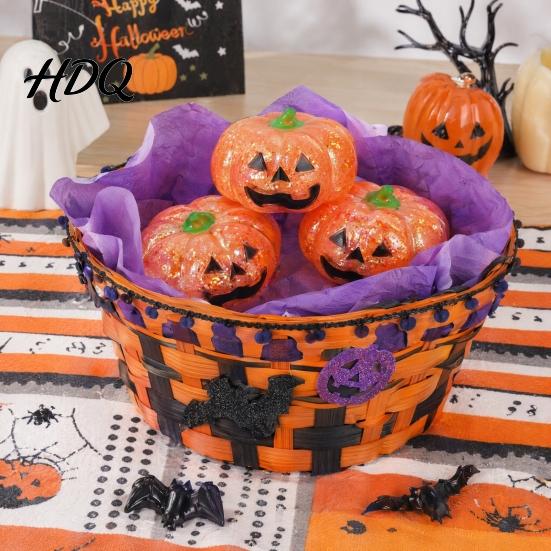 Glitter Stress Toy 1/2/3Pcs Halloween Pumpkin Head Ball, Anxiety Relief Spooky Toy, Stretchy Orange Sensory Healing Ball