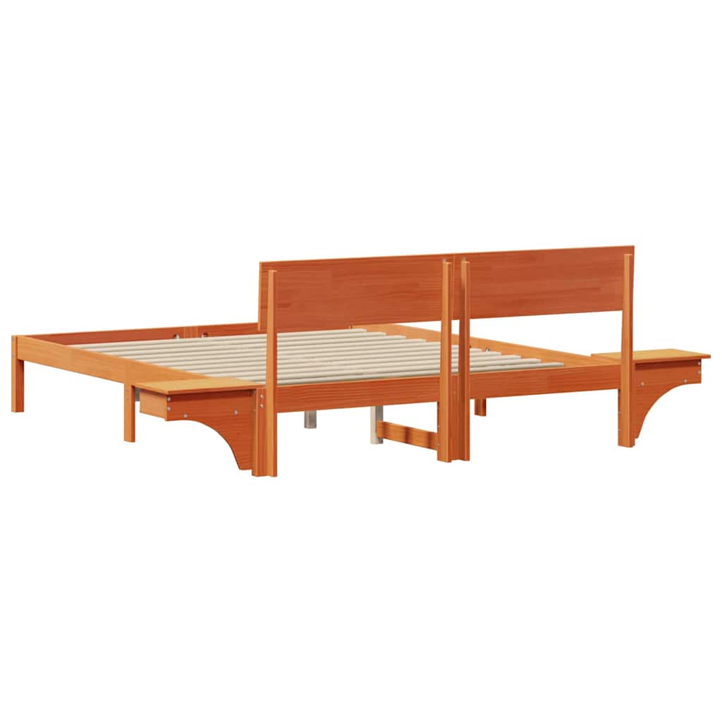 Bed Frame Wax Brown 160 x 200 cm Solid Pine Wood