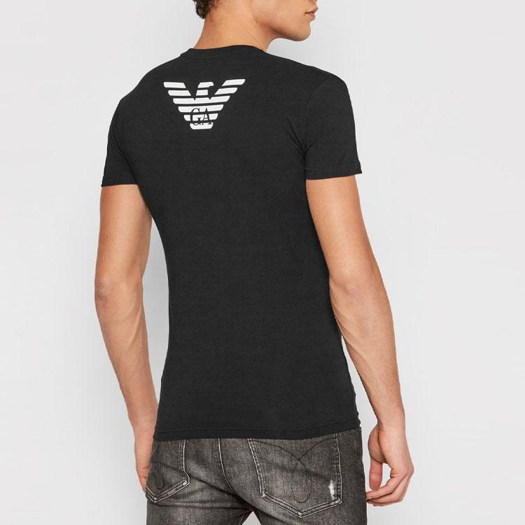 Emporio Armani Logo Solid Color Short Sleeve T-Shirt Men Tops Black 1110351-P7250-0020