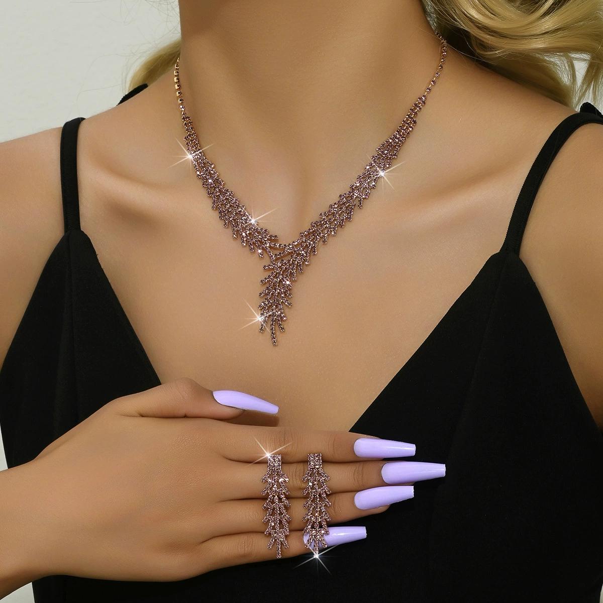 

3 предмета женской модной цепочки-цепочки с когтями, серьги-листья, комплект ювелирных изделий, свадебный банкет, вечеринка, праздничные подарки фиолетовый