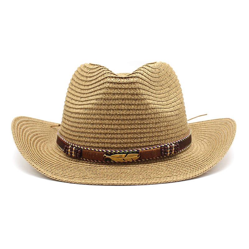 Western Cowboy Straw Hat Sun Protection Wide Brim Gift For Men And Women