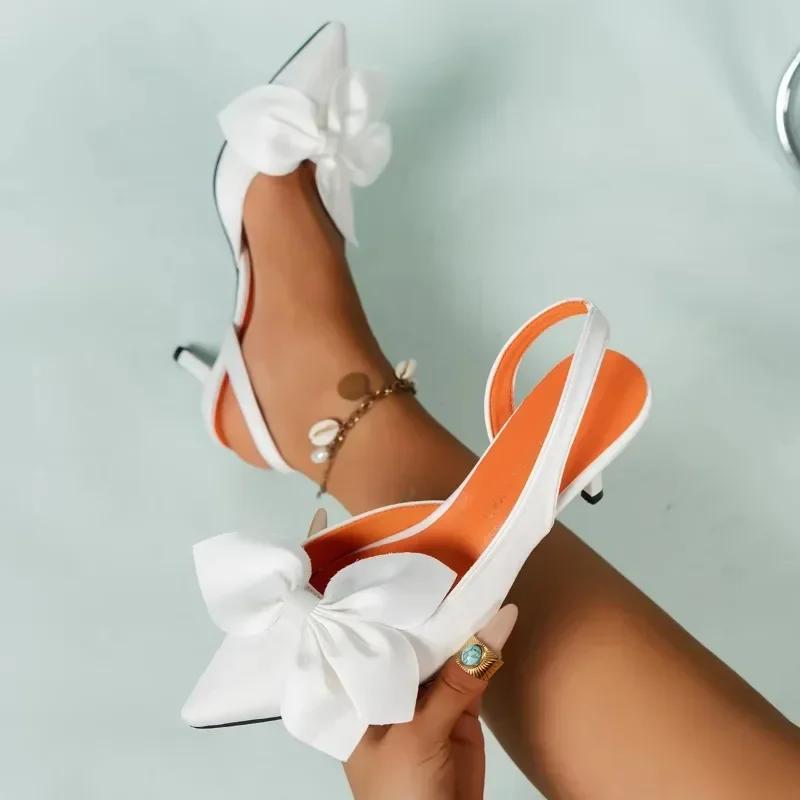 Fashion 2025 High Quality Ladies Shoes Baotou Women's Sandals Fashion Butterfly-knot Office and Career New Plus Size Solid Heels Women