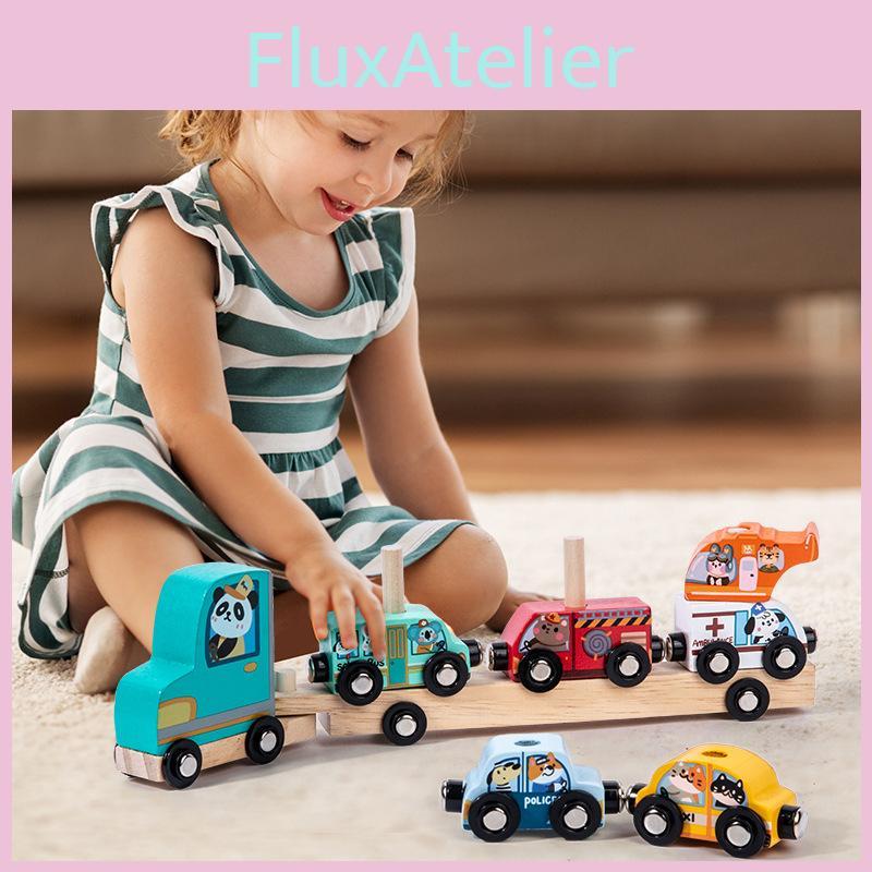 Wooden Animal Pattern Magnetic Car Building Block Children Puzzle Toy Set For Early Education And Cognitive Development