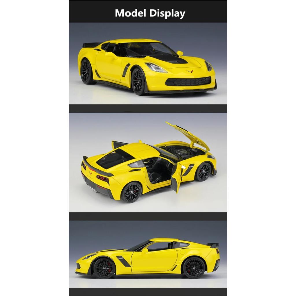 WELLY 1/24 Chevrolet Corvette Z06 2017 Alloy Sports Car Model Diecast Racing Car Model Simulation Collection Childrens Toys Gift