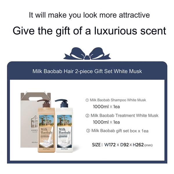 Milk Baobab Original Haar 2-teiliges Geschenkset, 1 koreanisches Haarpflegeset, Milk Baobab Körper 2-teiliges Geschenkset, 1 koreanisches Körperpflegeset