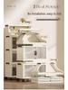 Multi-Layer Folding Bookcase with Wheels - Double Door, Moisture-Proof, Large Capacity, No Assembly Required.