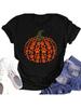 Halloween Pumpkin Shirt Wo'unisex Leopard Graphic Tees Short Sleeve Fall T-Shirt Thanksgiving Gift Tops