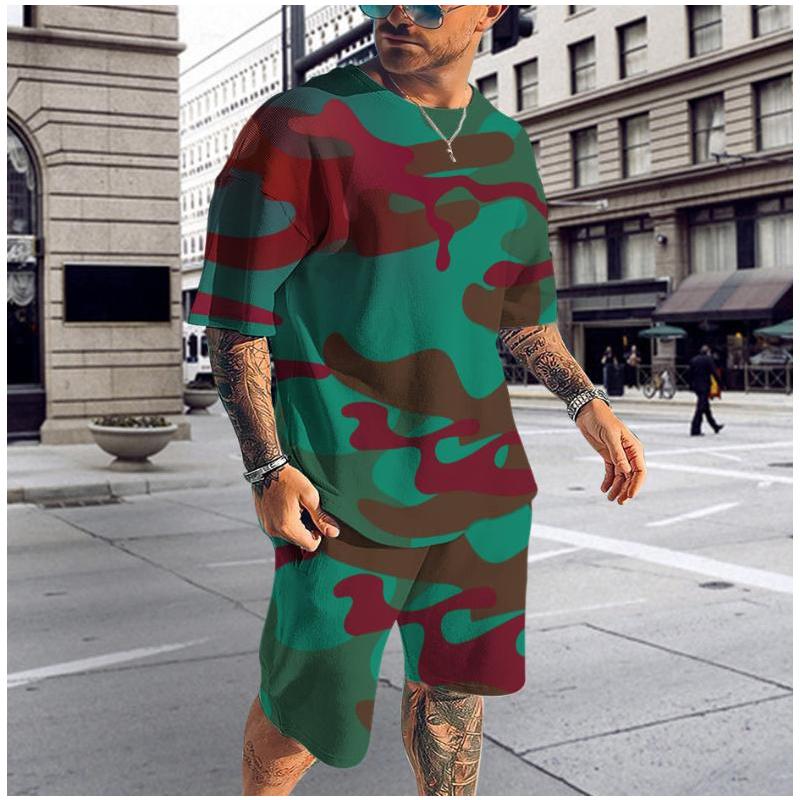 

Men s Camouflage 3D Print T-Shirt & Fashion Shorts 2-Piece Set 6XL