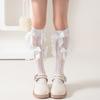 Lovely Girls Knee Length Socks for Youth, Sweet Bowknot Charm Middle Tube Socks for Stage Performances and Parties