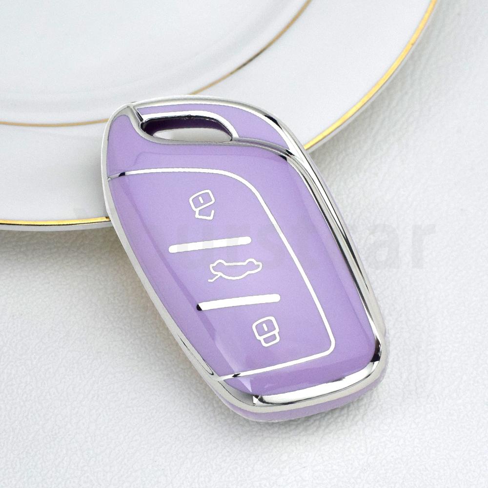 Silver Edge Shell Holder Keyless For Roewe Erx5 Rx5 I6 I5 Rx3 Rx8 For Mg 4 Mg5 Mg6 Mg Zs Ev Hs Ehs Zx Gt Tpu Car Key Case Cover