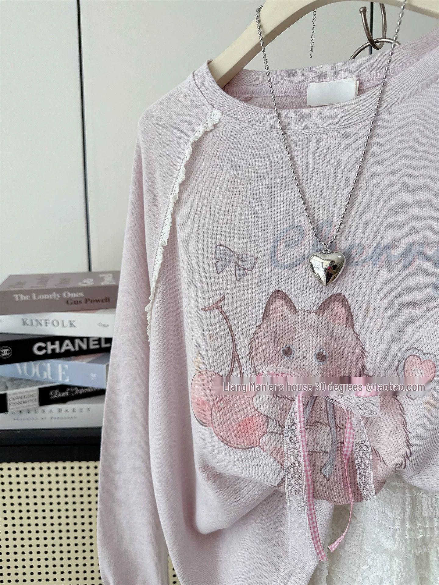 Стильная футболка с графическим принтом  Вишневый кот  большого размера для девочек 4XL розовый