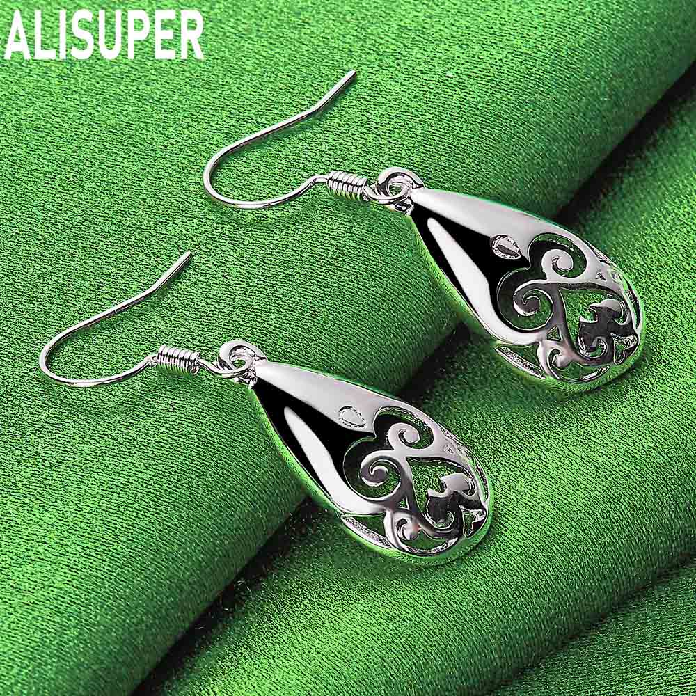 925 Sterling Silver Classic Openwork Teardrop Earrings - Stylish Evening Jewelry
