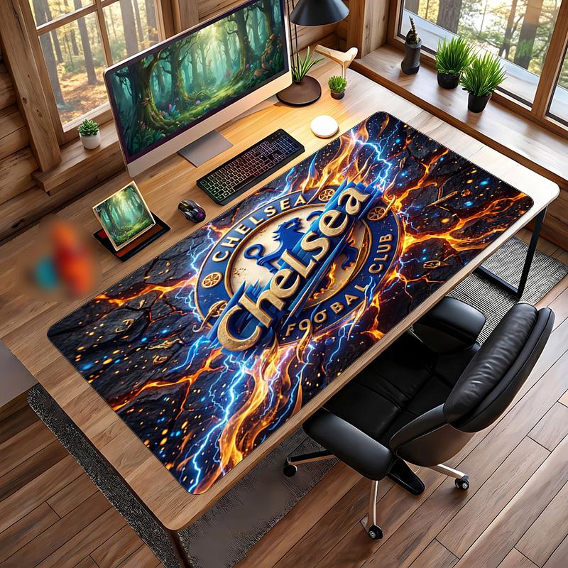 Tappetino per Mouse Grande Stampato Chelsea FC, Tappetino da Scrivania Gaming Morbido in Gomma Antiscivolo per Decorazione Ufficio Laptop Computer