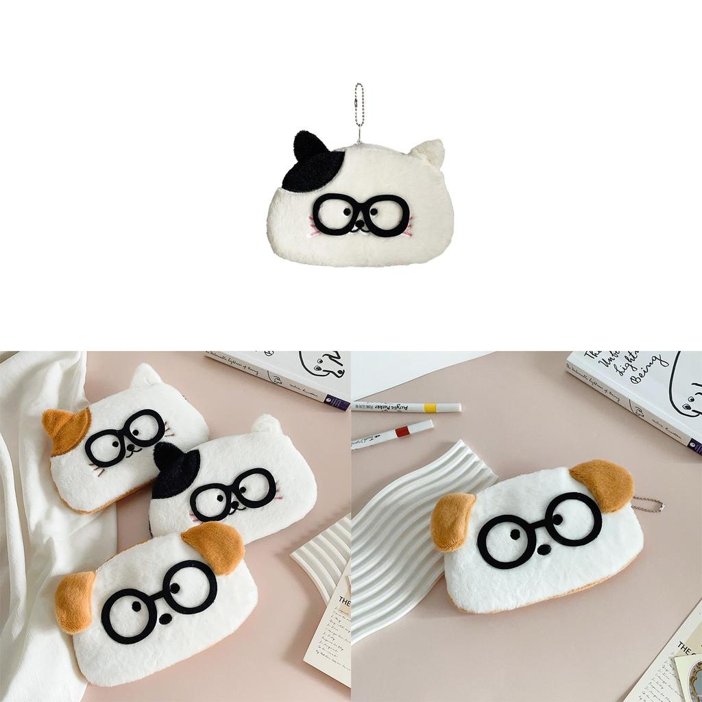 Plush Dog Pencil Case With Large Capacity For Kids Stationery Storage