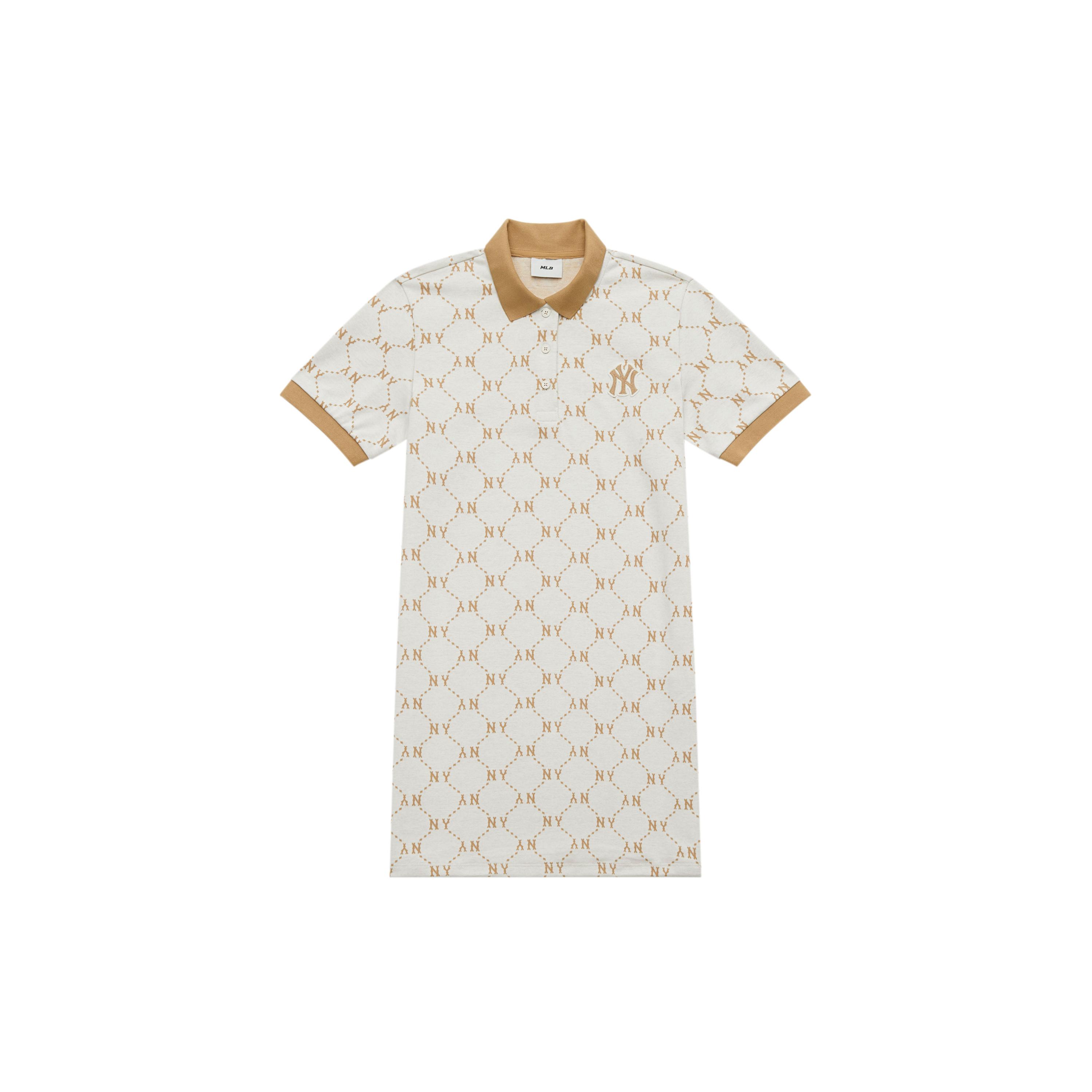 

New MLB SS24 Short Sleeved Dress Women s Cream 3FOPM0443-50CRS XS