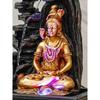 Golden Brown Polyresin Tabletop Lord Shiv 4 Step Indoor Water Fountain for Home Decor with LED,