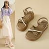 Muffin Platform Sandals Women's Summer Outer Wear Temperament Pearl Fairy Style Skirt Small Man Height Increase Word Sandals