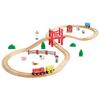 Wooden Train Set, 39PCS, Wood Train Track with Magnetic Trains and Railway Accessories, Compatible with Major Brands, Small Town, Christmas Birthday