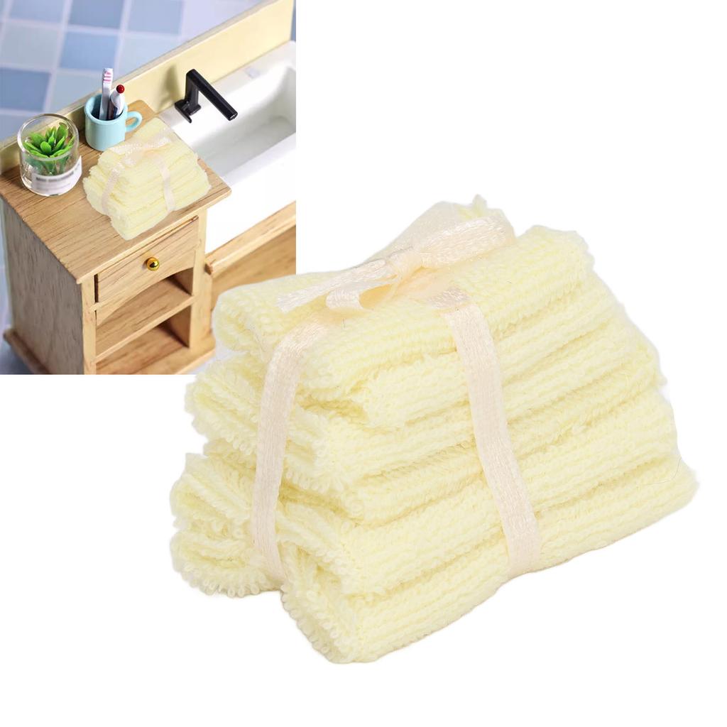 1:12 Scale Miniature Bathroom Towels Decoration Accessories Furniture Model Towel Pile